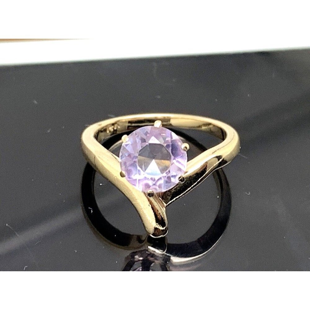 Purple Gemstone Cocktail Ring 14k Yellow Gold Women's Estate Jewelry Siz…